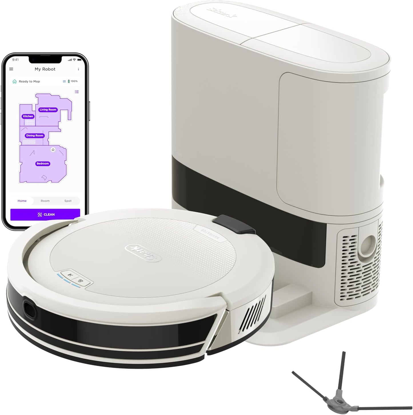 Shark Navigator Robot Vacuum - Powerful Suction & Self-Empty Base for Carpets & Hard Floors | White, AV2110S