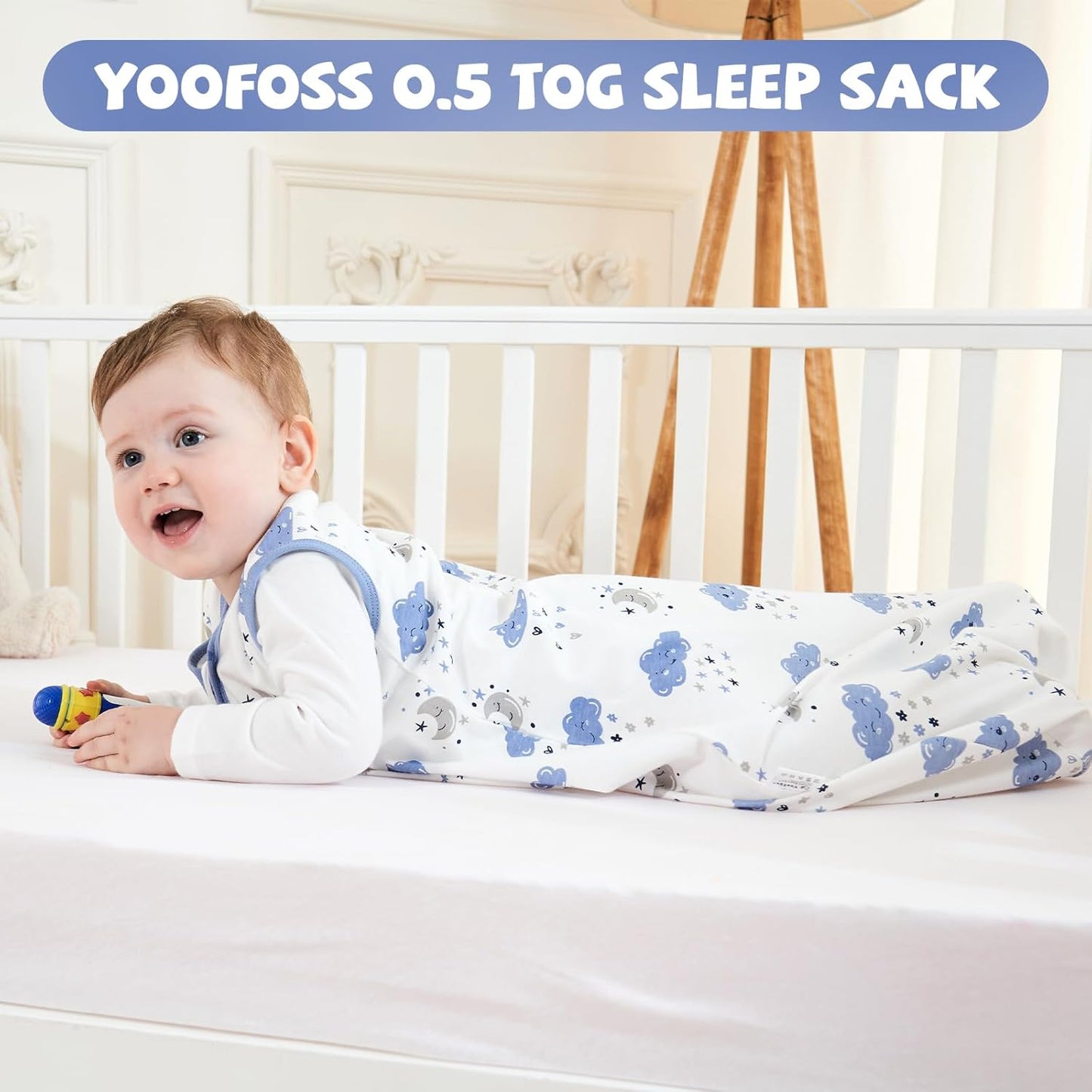 Yoofoss Baby Sleep Sack - 100% Organic Cotton Wearable Blanket | 0-6 Months, 2-Way Zipper, Lightweight