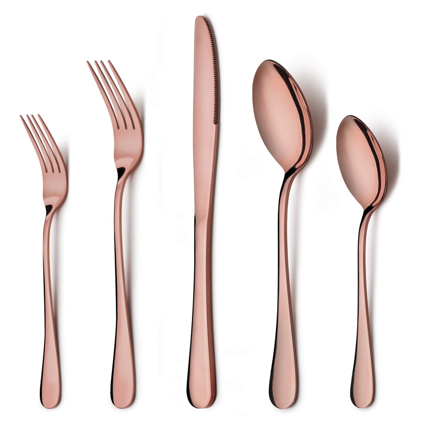 LIANYU Copper Silverware Flatware Set, 20 Piece Stainless Steel Cutlery Set for 4, Mirror Finish, Ideal for Home Hotel Wedding Festival Party, Dishwasher Safe