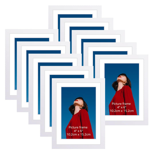 Lavezee 5x7 White Picture Frame Set of 10, Bulk Collage Frames for Photos 4x6 with Mat or 5x7 without Mat, Table Top and Wall Mounting Decor