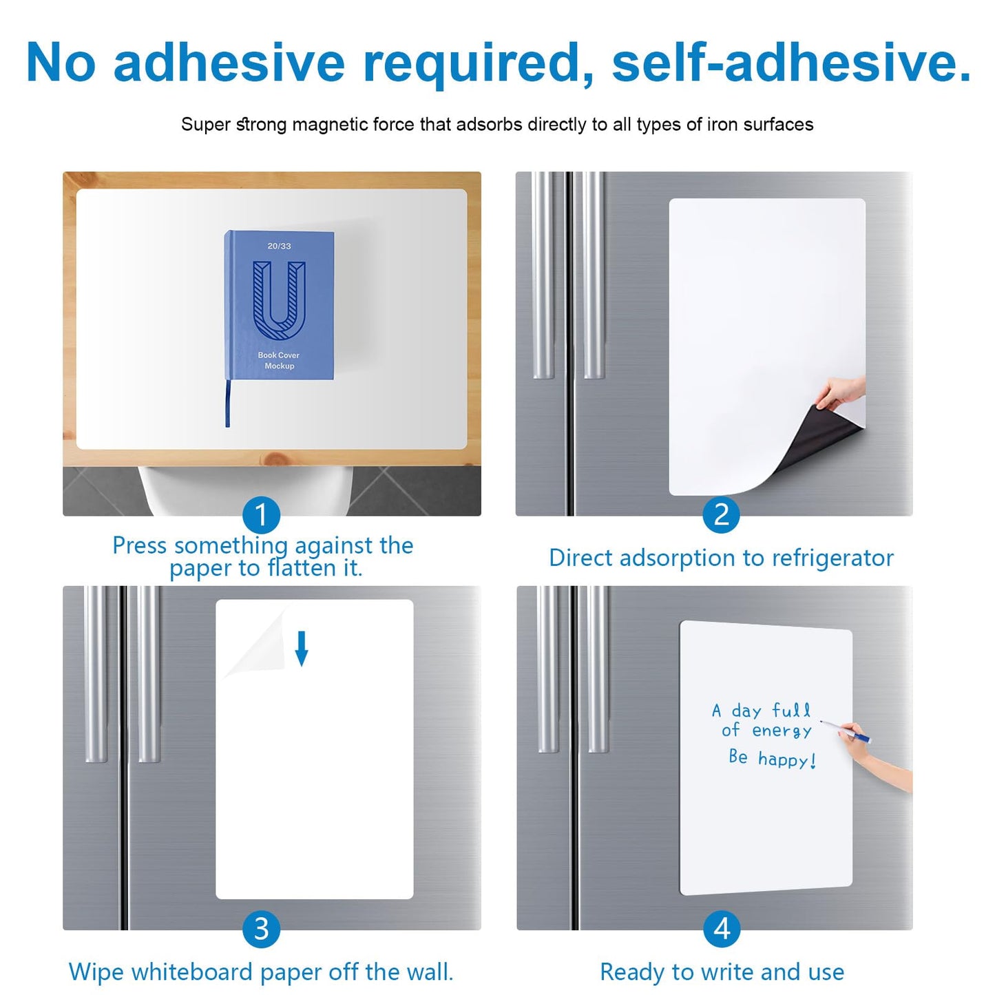 LYZZXI Magnetic Fridge White Board Paper, 8" x 12" 2 Pack Small Dry Erase Board Sheet for Organizer and Planner, Kitchen Refrigerator Whiteboard for Family to-do List, Includes Markers and Eraser