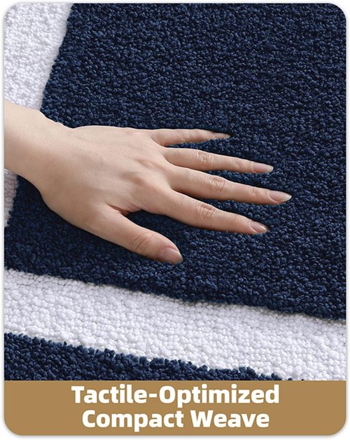 Color&Geometry Navy Blue Bathroom Rugs - Extra Soft Microfiber, Non-Slip, Washable 36x24" Bath Mat