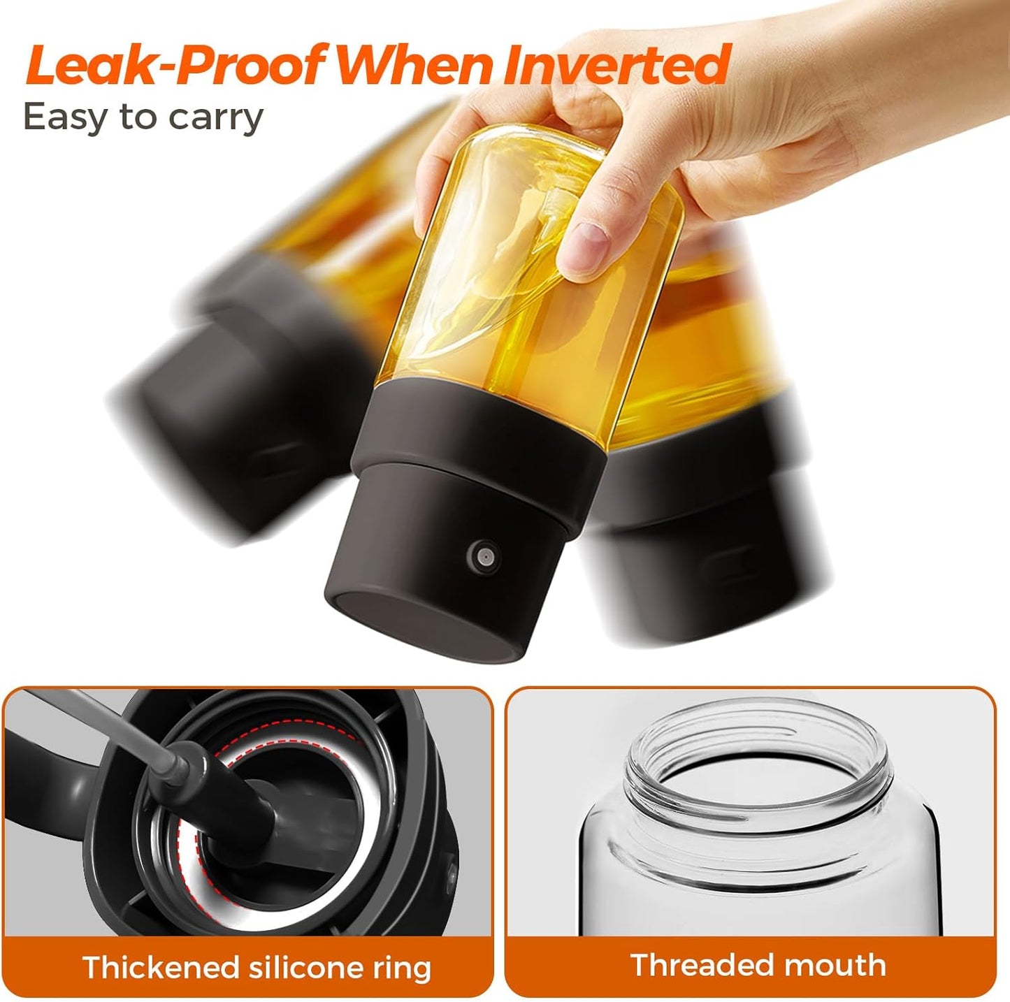 YARRAMATE Mini Oil Sprayer - 6.8 OZ Food-Grade Olive Oil Spray Bottle for Cooking & BBQ (Black)