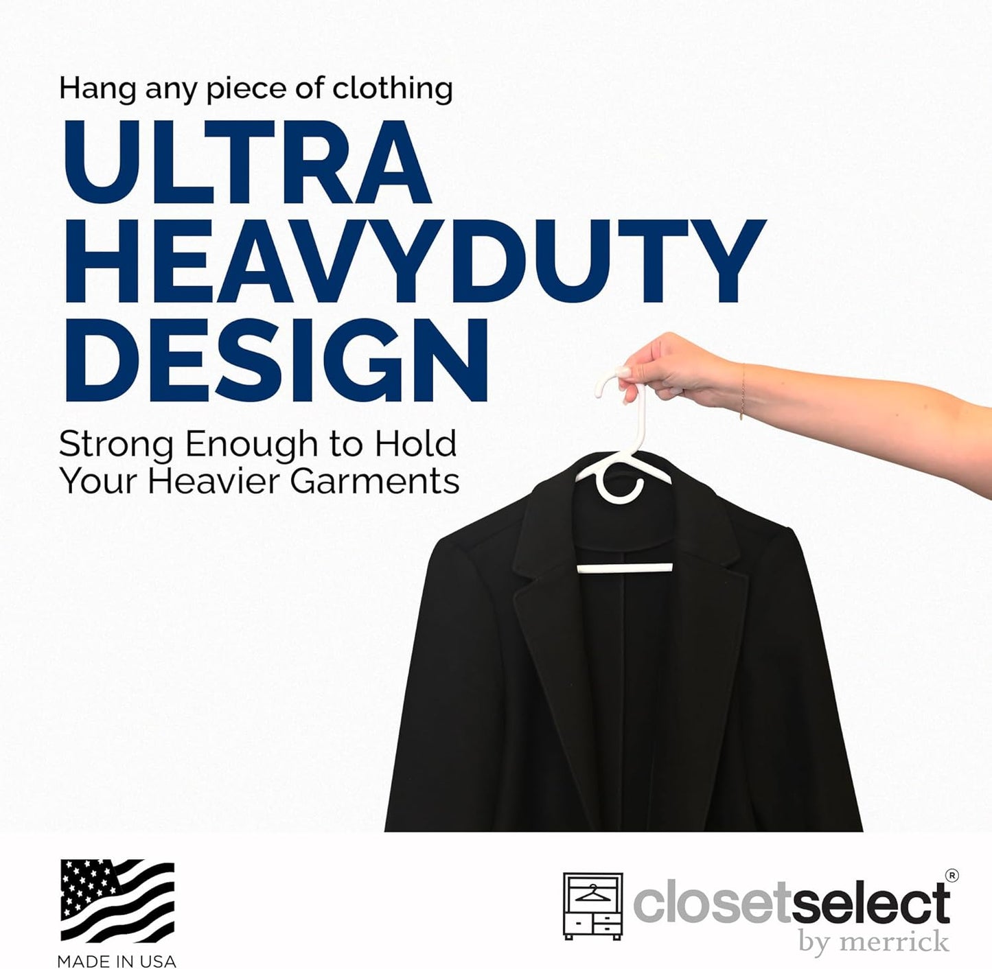 Ultra Heavy Duty Plastic Hangers - Strong White Hangers for Jackets, Pants & Shirts | 28 Pack Made in USA