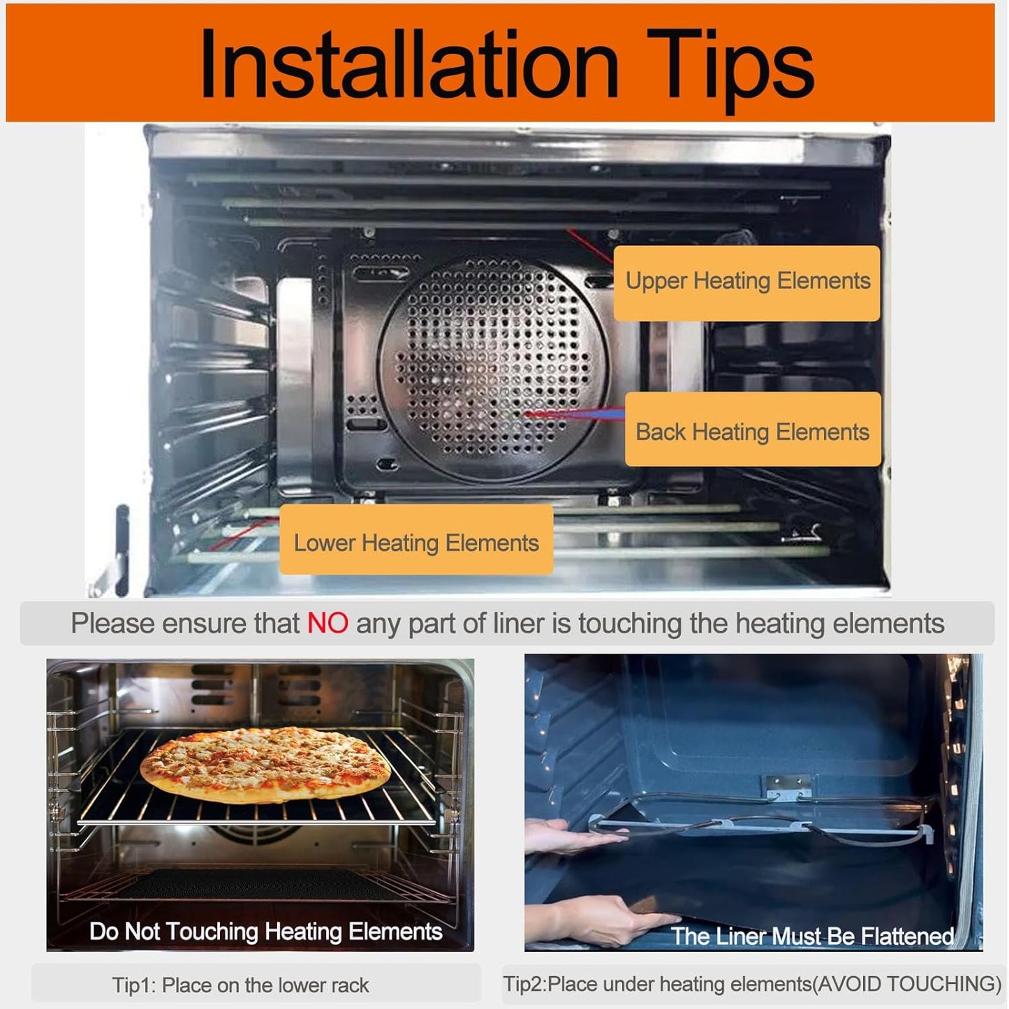 Skiennix Oven Liners - Heavy Duty Non-Stick Teflon Mats | BPA & PFOA Free, 16x24 Inch (5 Pack)