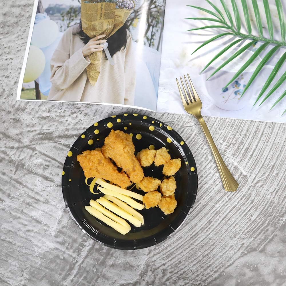 Pandecor 40th Birthday Party Supplies,50 PCS Cheers to 40 Years Disposable 7 Inch Paper Plates Dessert Plates for 40 Years Anniversary Party