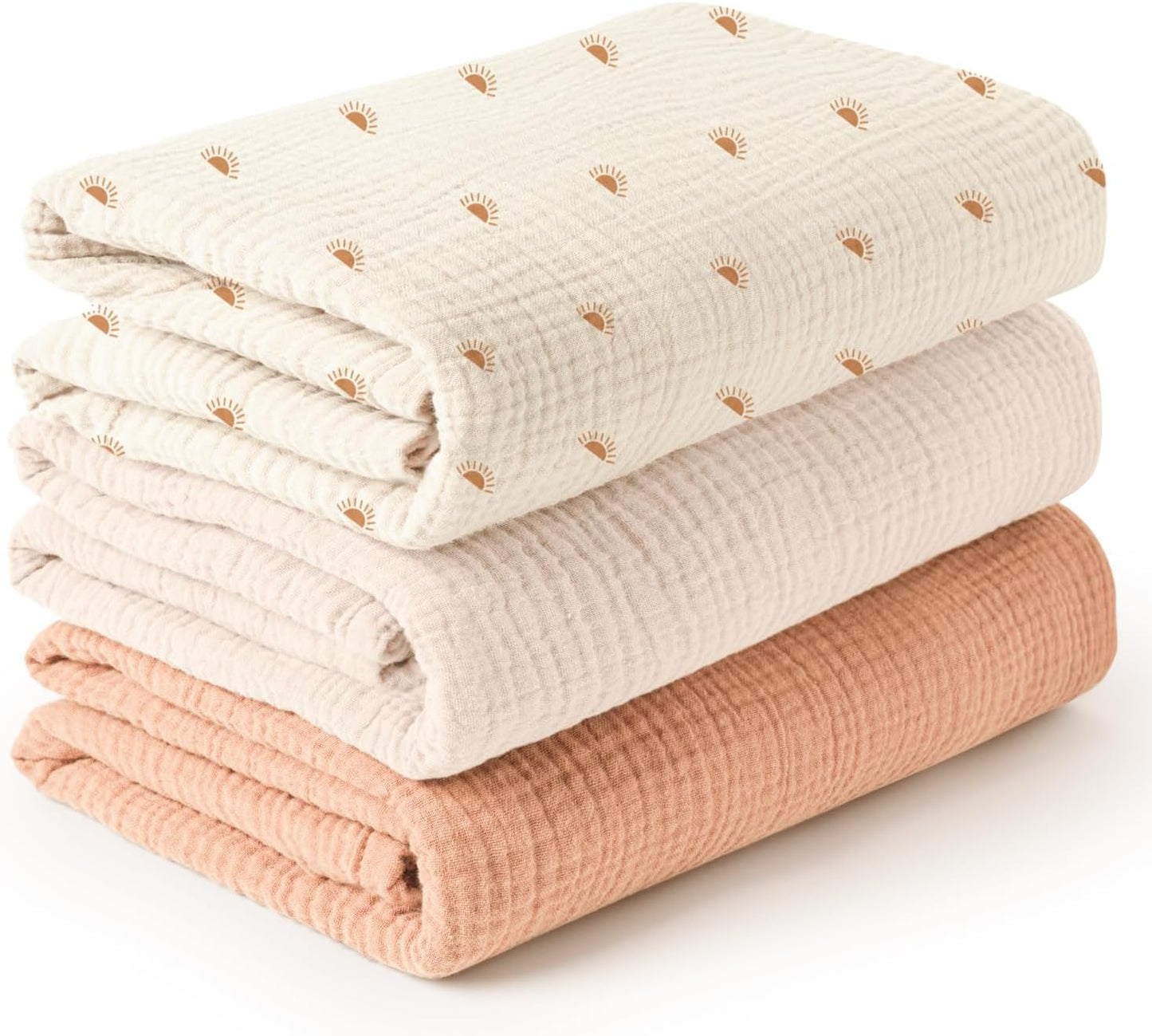 Konssy Muslin Swaddle Blankets - Soft & Breathable Newborn Receiving Blankets | 3 Pack, Large 47 x 47 Inches