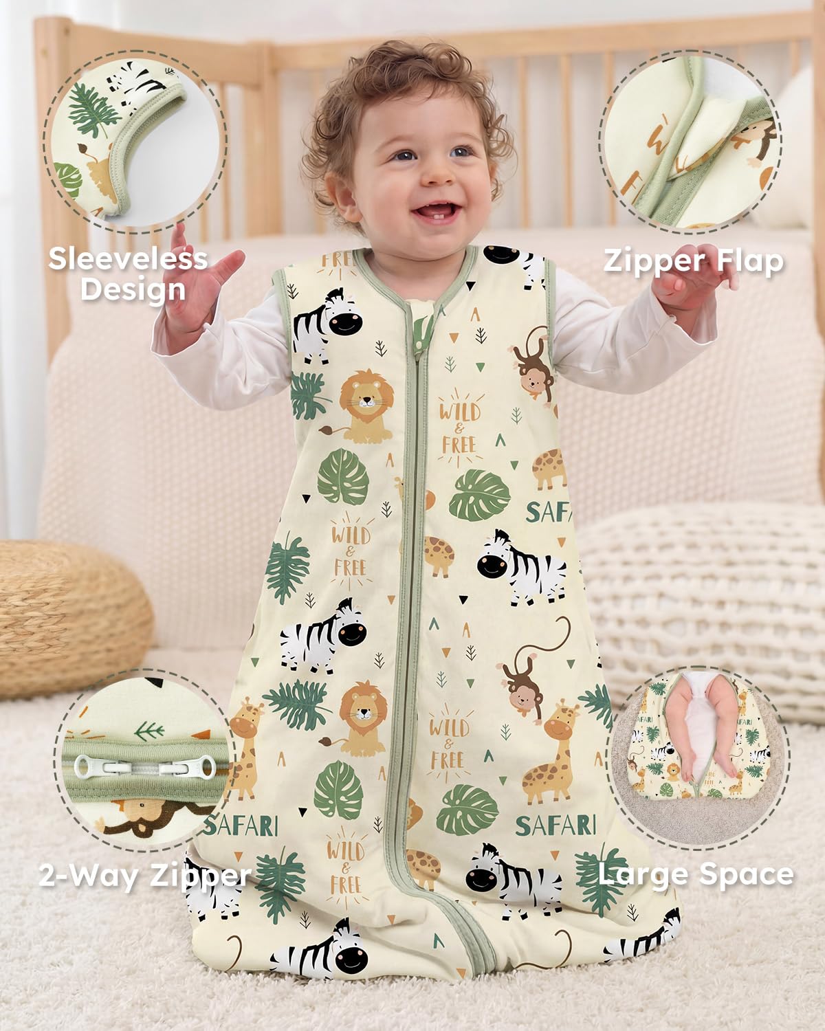 Yoofoss Baby Sleep Sack - 1.5 Tog Organic Cotton Wearable Blanket for Infants 0-6 Months | Warm & Comfy