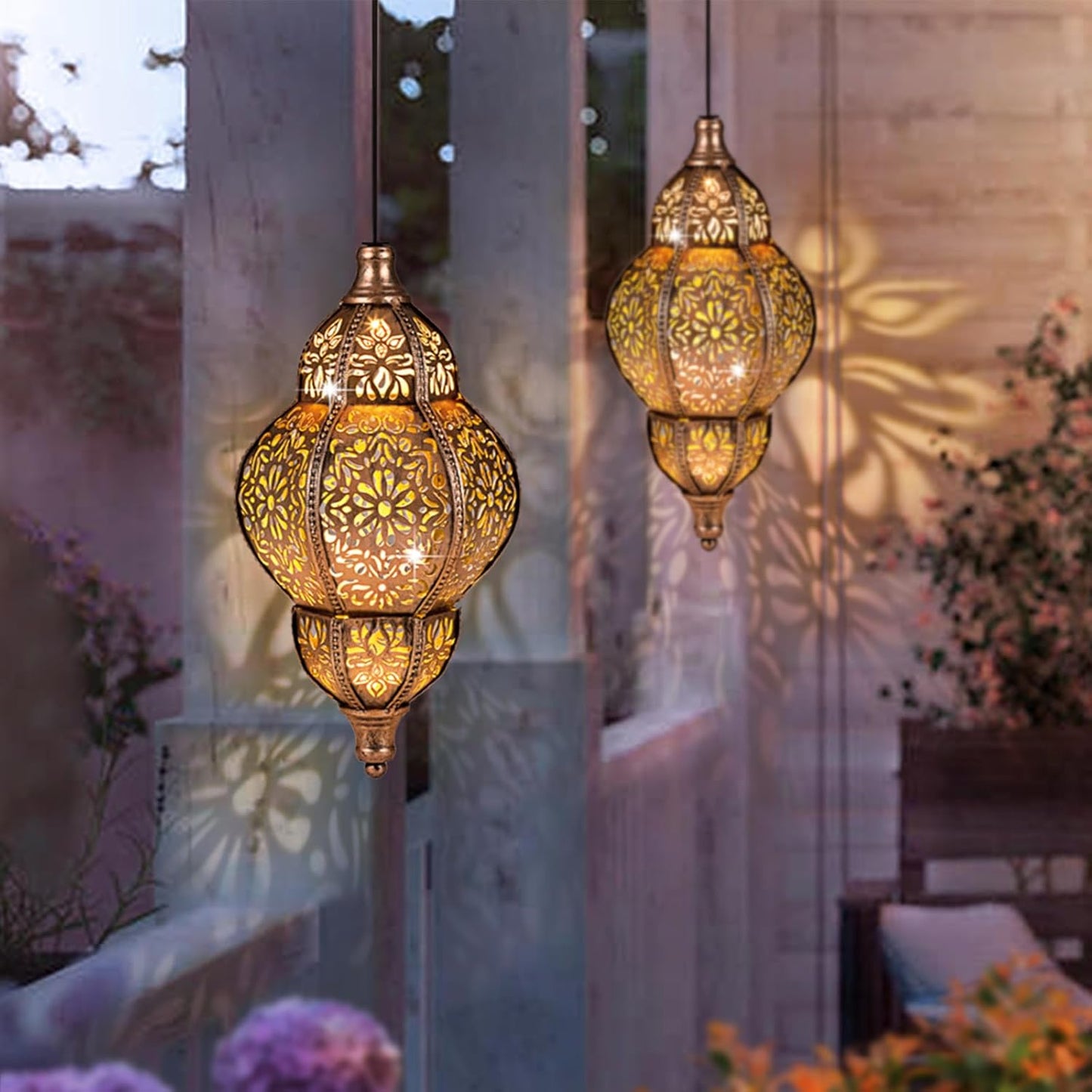 Skiennix Solar Lanterns - Waterproof Hanging Garden Lights for Outdoor Decor | Moroccan Design