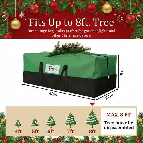 Christmas Tree Storage Bag - Heavy-Duty 600D Oxford for 8 Ft Artificial Trees | Durable Zipper & Handles