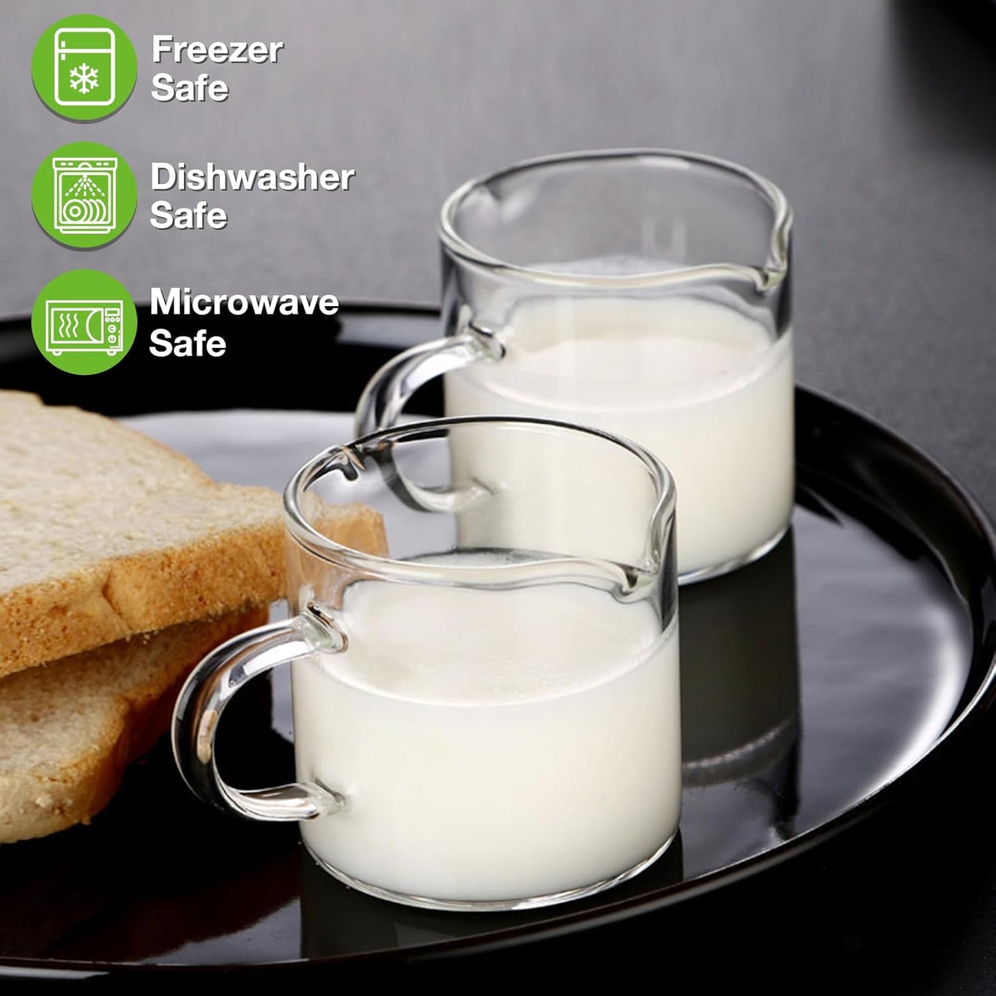 Qipecedm Espresso Cups Set - 4 Oz Double Spout Glasses with Handle | Perfect for Espresso Lovers