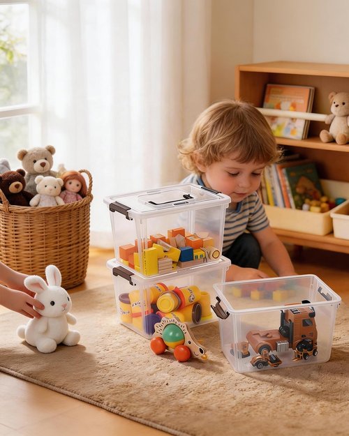 ITYLIFE Clear Plastic Storage Bins - 4 Pack with Latching Lids & Handles | Stackable Organizing Containers for Toys, Crafts, Tools