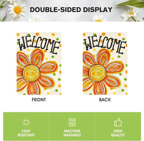AVOIN Colorlife Summer Floral Garden Flag - Double-Sided 12x18 Inch Outdoor Welcome Flag