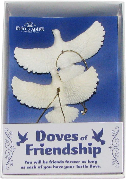 Set of 2 Gift Boxed Turtle Dove Ornaments - Durable Resin Decor for Friends