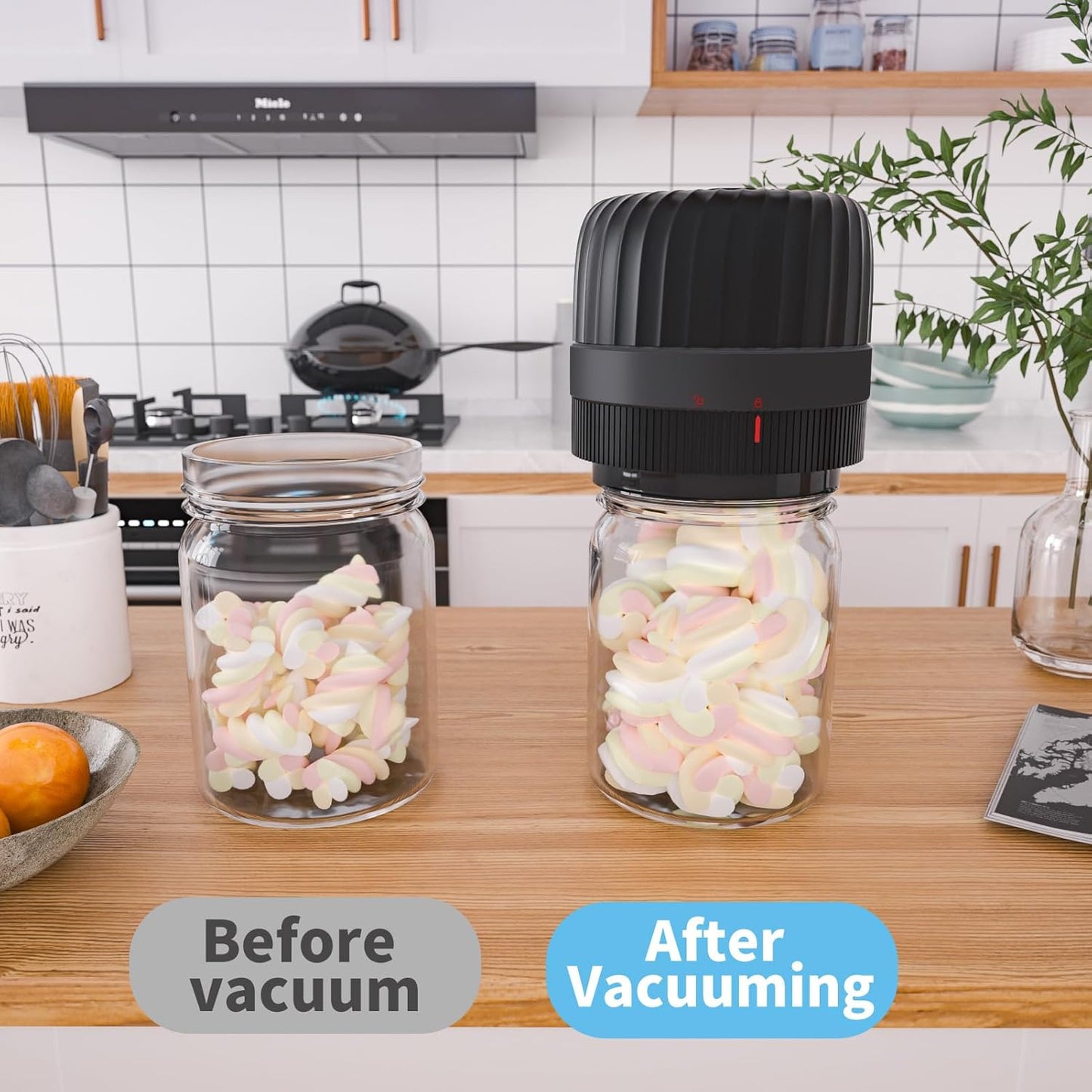 Skiennix Electric Mason Jar Vacuum Sealer Kit - Food Saver for Wide & Regular Jars | Includes 10 Lids