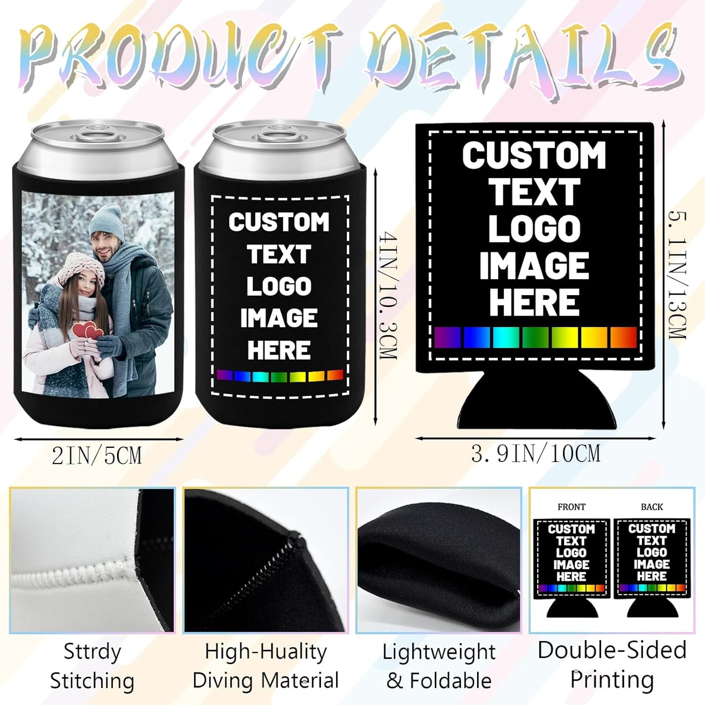 Skiennix Custom Can Cooler - Insulated Drink Holder for 12 oz Cans & Bottles | Personalized for Events