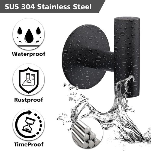 Bntuk Heavy Duty Adhesive Hooks - Stainless Steel Waterproof Coat & Towel Holders | 2 Pack