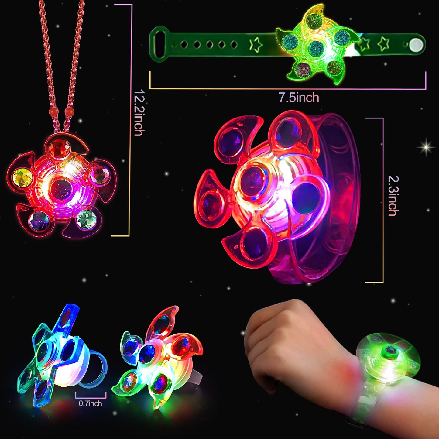 SZHFU 36pcs LED Light Up Party Favors Set with 12 Bracelets, 12 Rings, 12 Necklaces, Glow in The Dark Supplies for Kids Birthday, Halloween, Christmas,Easter Party Favors