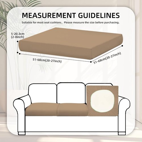 BIETYONE Outdoor Couch Cushion Covers - 8Pcs Washable & Reusable Patio Furniture Protectors | Khaki