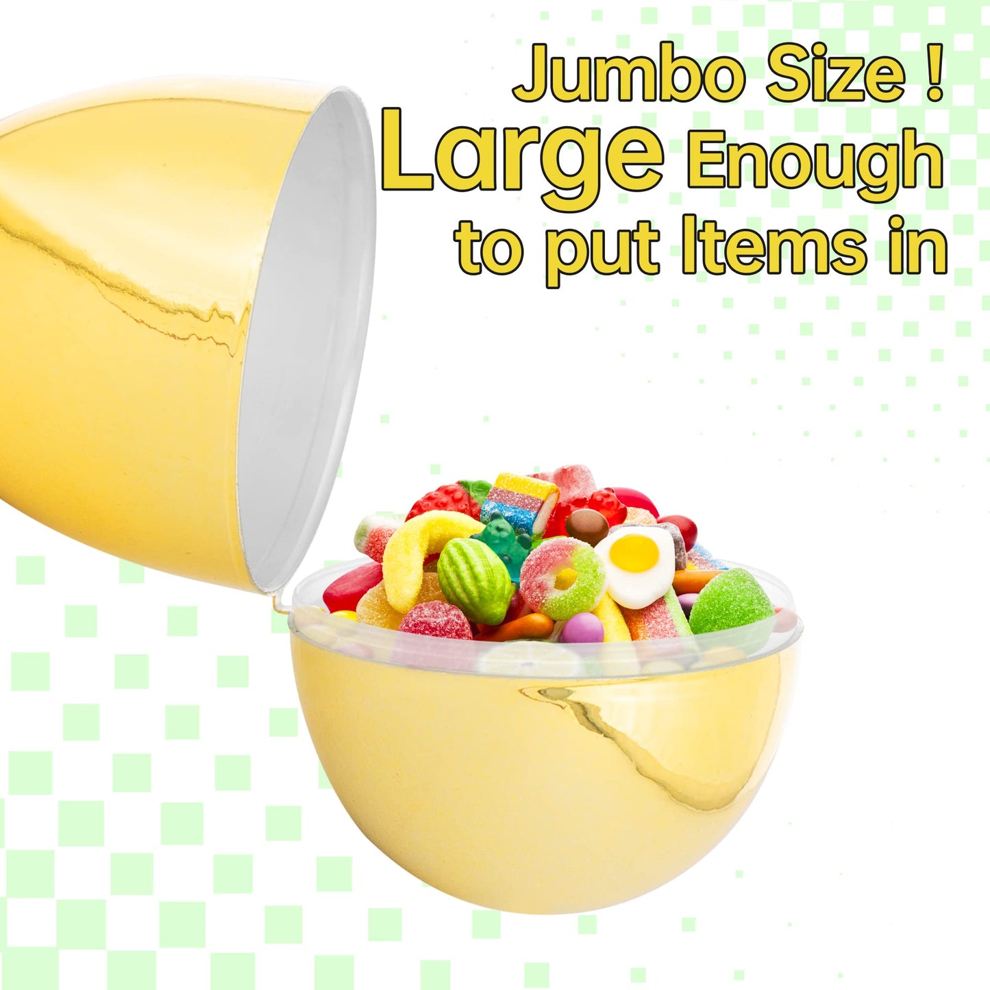 NJN 2Pcs 250mm/10inch Gold eggs, Golden easter eggs, Plastic easter eggs perfect for easter egg hunt, metallic empty Surprise egg