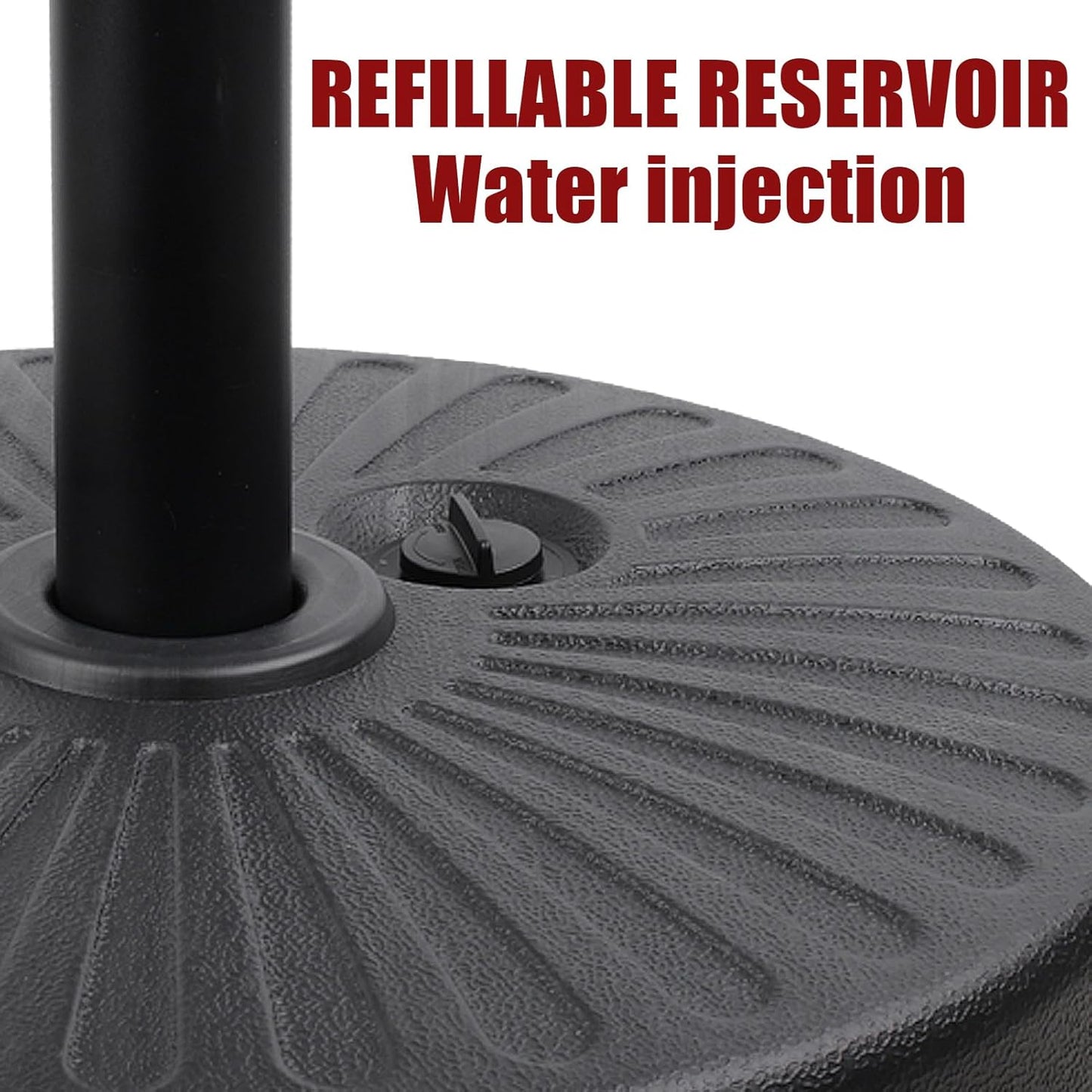 Roixeeds 50LBS Heavy Duty Round Umbrella Base - Water-Filled Steel Holder for Outdoor Use | Black Stripes