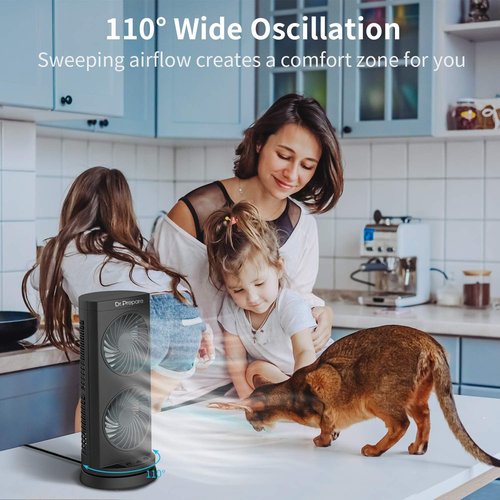 Dr. Prepare Desk Fan - Portable Oscillating Tower Fan with 3-Speed Options | 110° Oscillation, 13-Inch