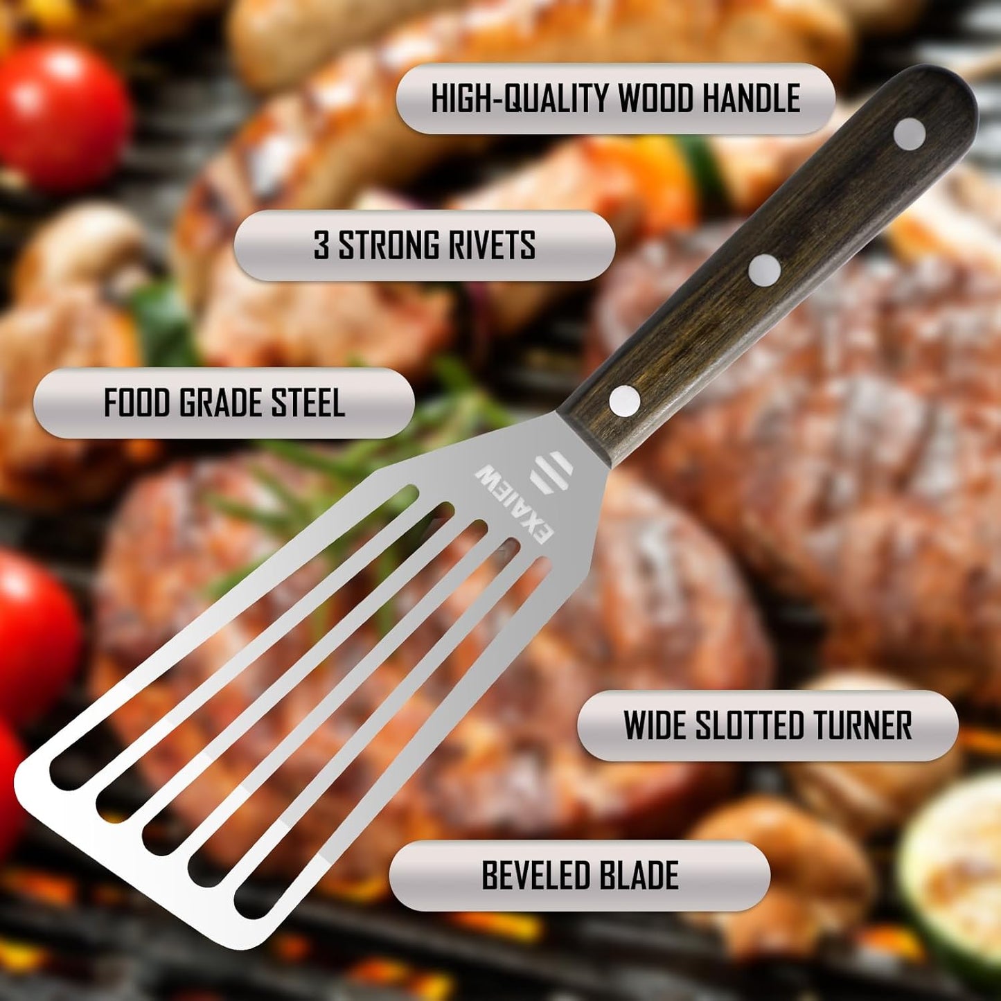 Skiennix Fish Spatula - Flexible Stainless Steel Turner for Flipping Eggs & Burgers | 2 Pack