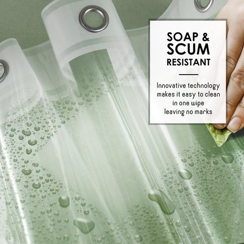 Clara Clark Shower Curtain Liner - Waterproof PEVA, Lightweight, 72x72 with 3 Magnets