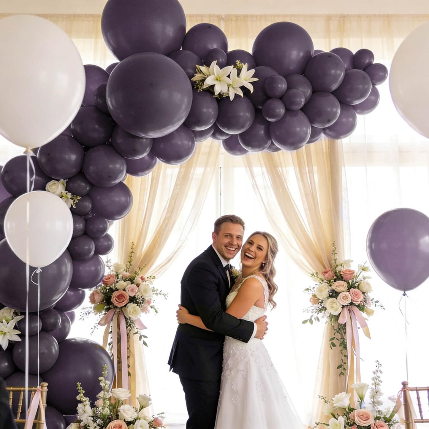 110pcs Dusty Purple Balloon 12 Inch, Dusty Purple Latex Balloons for Birthday Party Baby Shower Wedding(with 2 Ribbons).