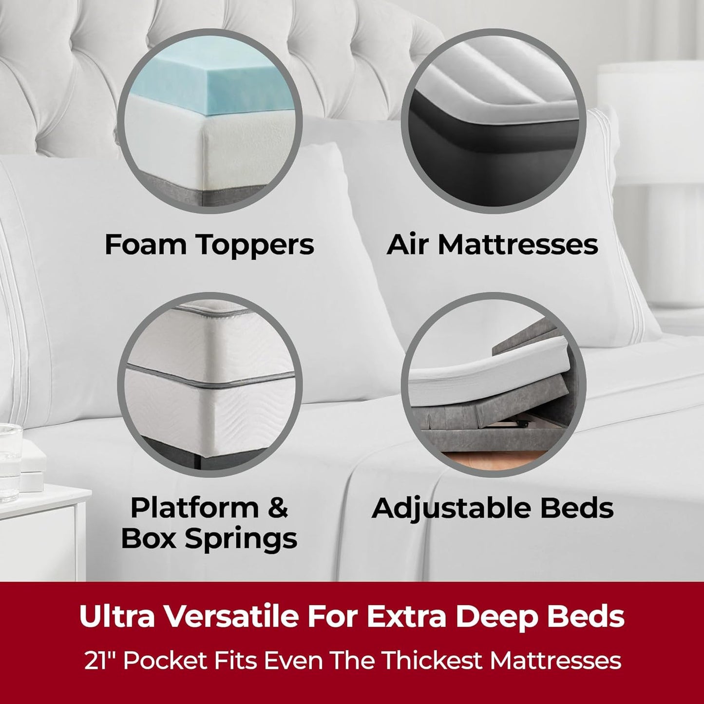 Mellanni Extra Deep Twin Sheets - Hotel Luxury Ultra Soft Cooling Bedding - Wrinkle & Stain Resistant (Twin, Light Gray)
