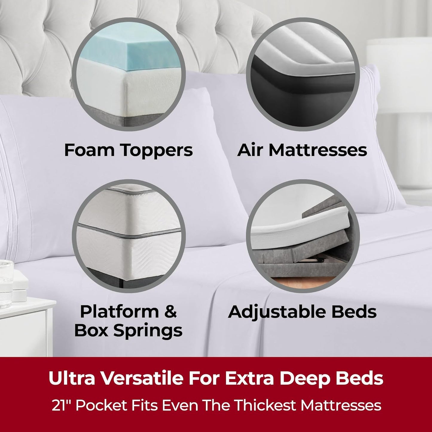 Mellanni Extra Deep California King Sheets - Hotel Luxury Ultra Soft Cooling Bedding | 4 PC Set in Lavender