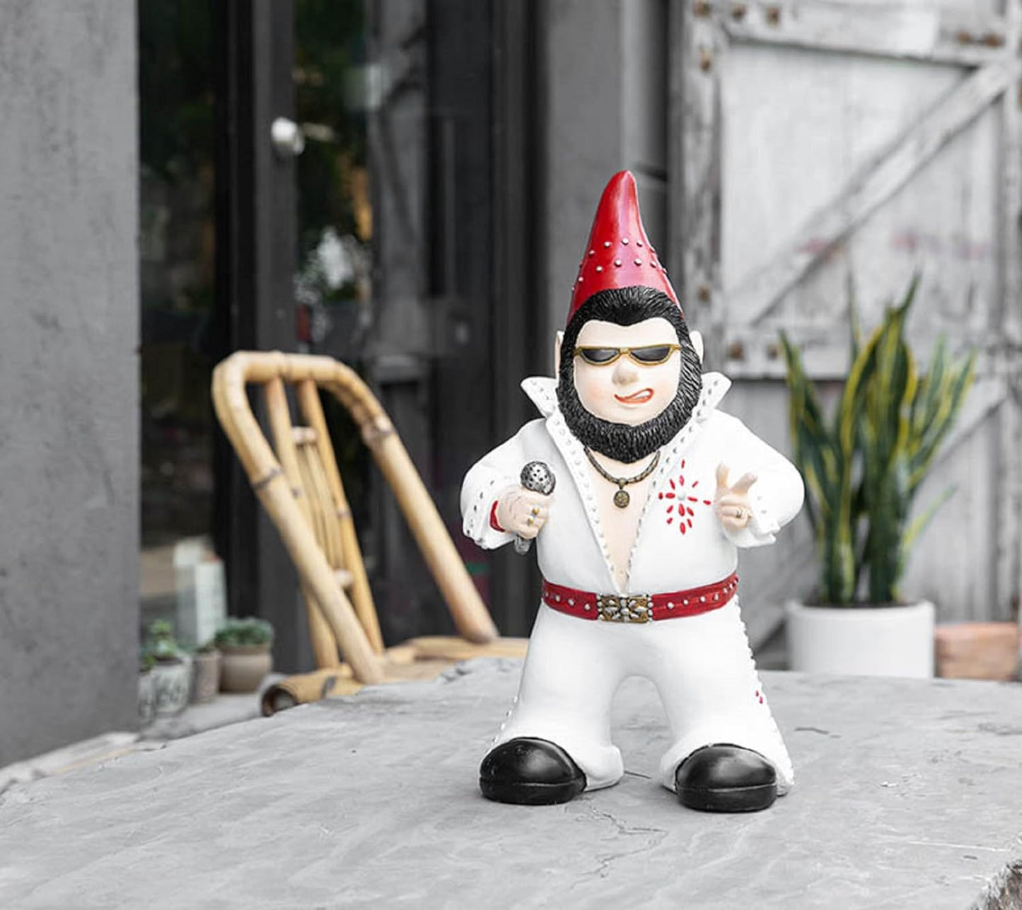 Singer Gnome Garden Statue - Large Outdoor Resin Dwarf Figurine for Patio Decor | Unique Home Gift