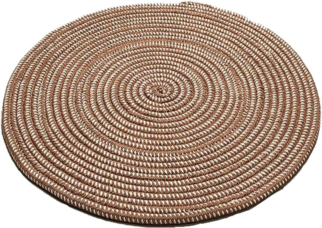 Skiennix Hand Woven Round Area Rug - Cozy Cushion for Living Room & Bedroom | 2' Dark Camel