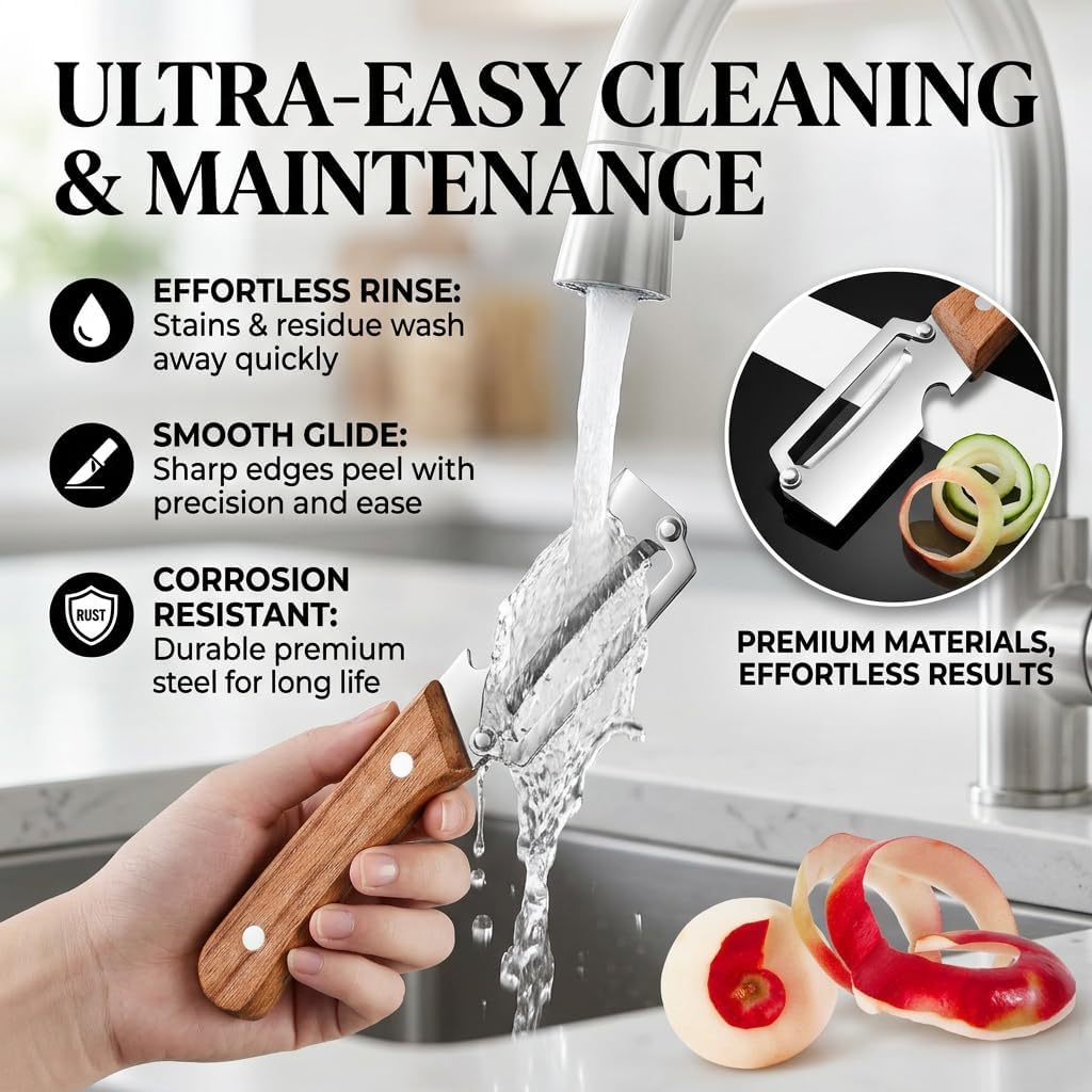 Skiennix Multi-Functional Vegetable Peeler - Ergonomic Stainless Steel Blade & Bottle Opener, Dishwasher Safe