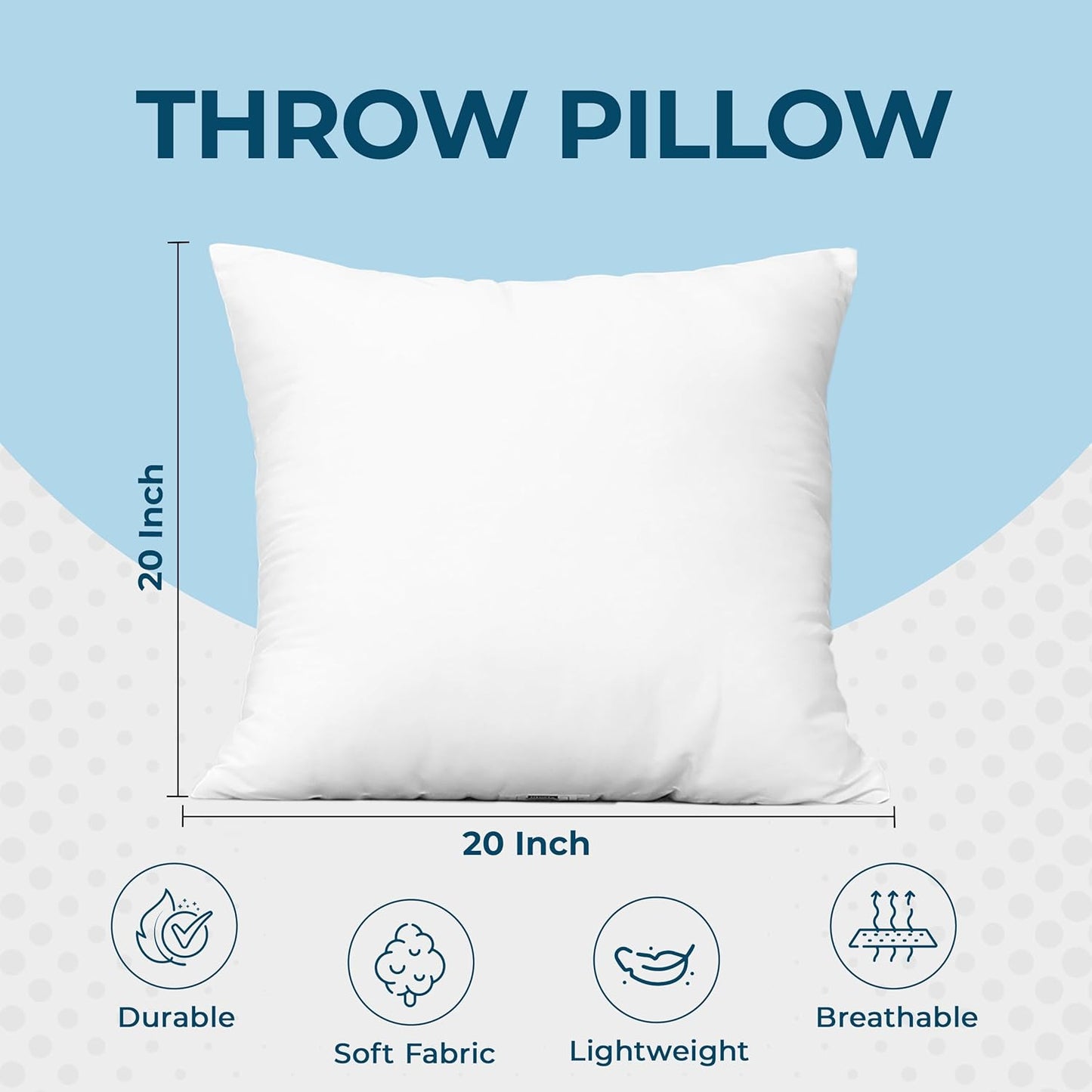 Utopia Bedding Throw Pillows - Decorative 20 x 20 Inch White Pillows for Sofa & Bed | Set of 4