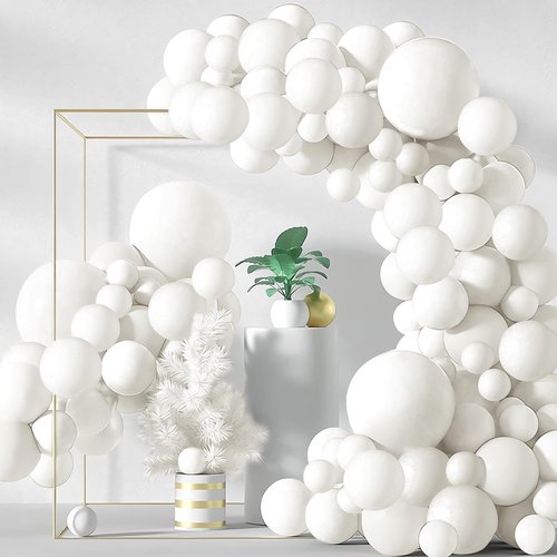 200 Pieces White Balloons Different Sizes 5 10 12 18 Inch Latex White Balloon Garland Arch Kit for Birthday Wedding Baby Shower Party Decorations
