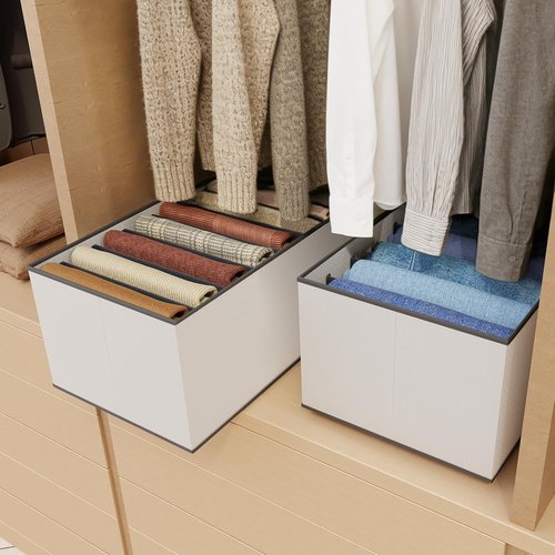 EASEVE Closet Organizer - 6 Pack Foldable Drawer Dividers for Clothes | Stackable Storage Bins for Jeans, Pants, Shirts, Leggings