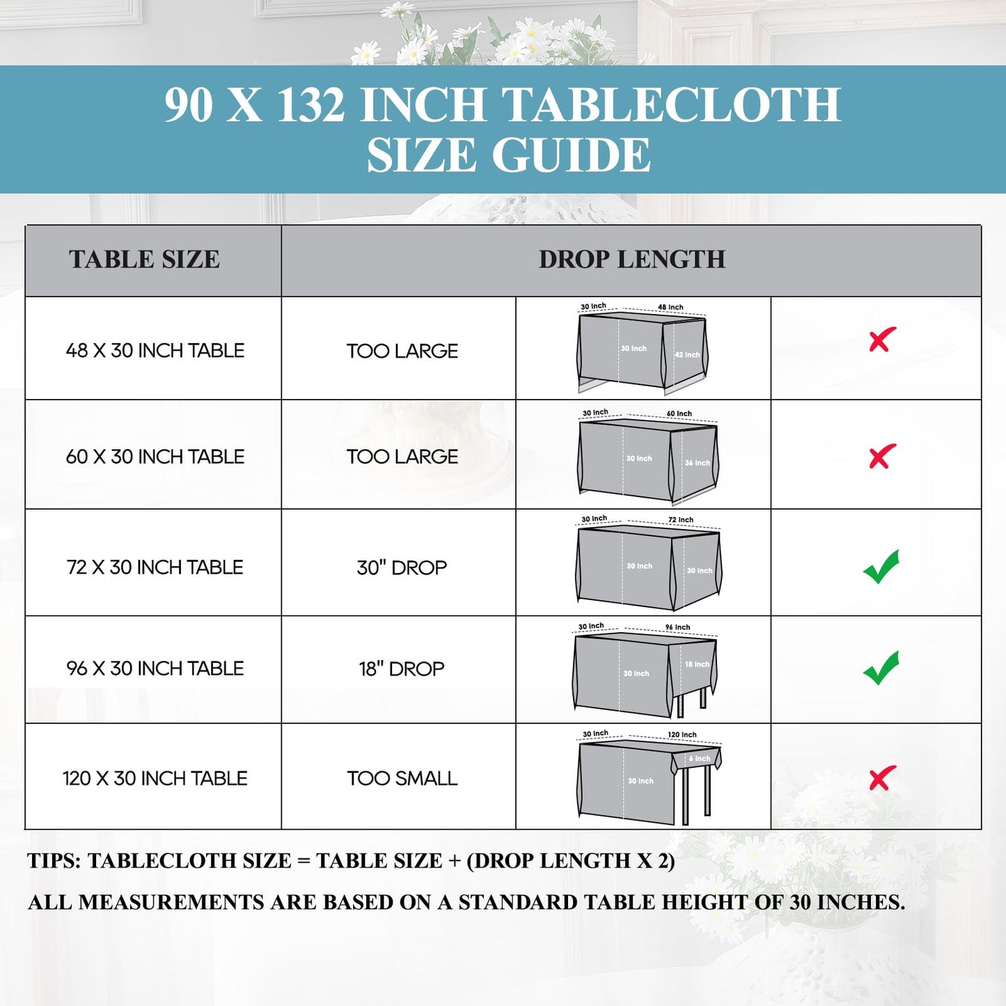 VidaFete 2 Pack 90*132inch Rectangle Tablecloth Polyester Table Cloth，Stain Resistant and Wrinkle Polyester Dining Table Cover for Kitchen Dinning Party Wedding Rectangular Tabletop Decoration(White)