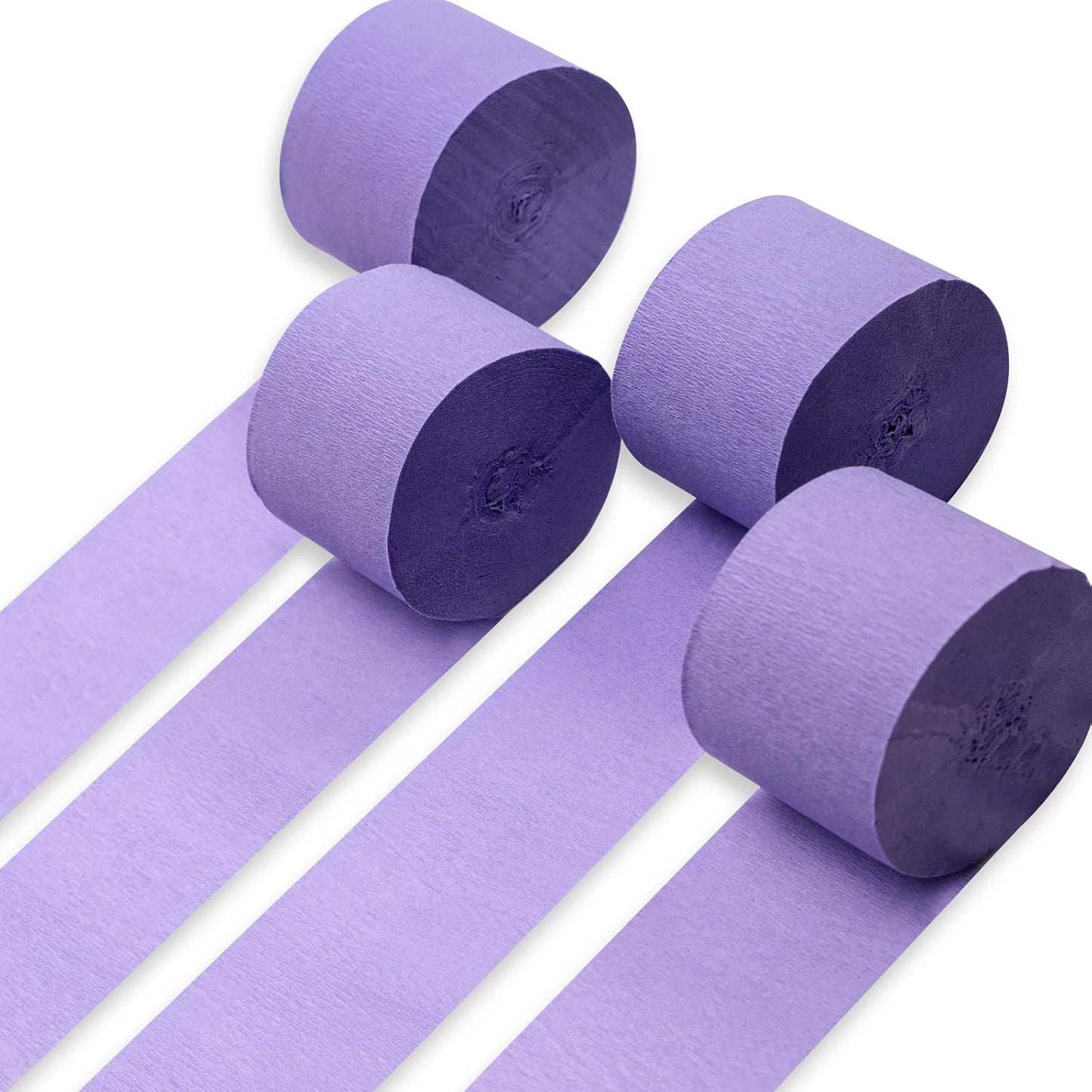 PartyWoo Crepe Paper Streamers - Light Purple 4 Rolls | 328ft for Party, Wedding, Birthday Decor