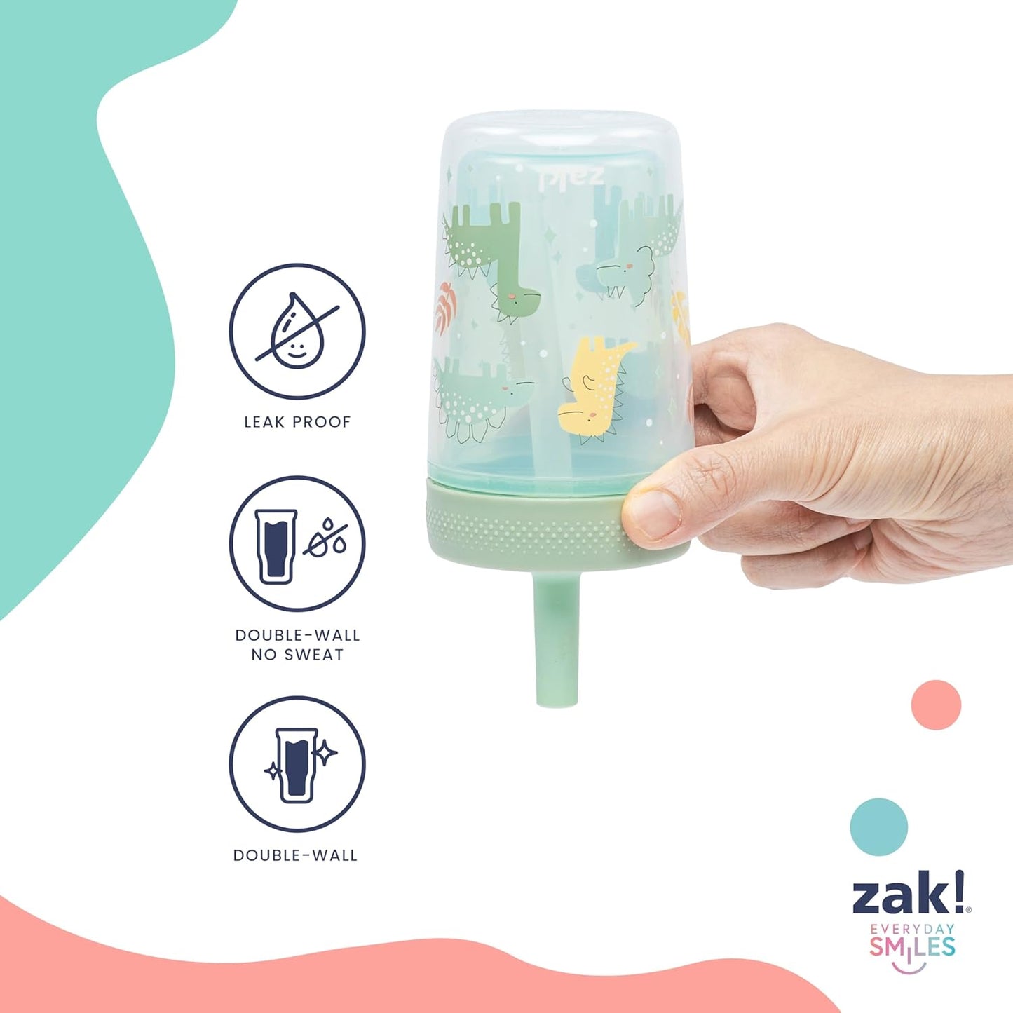 Zak Designs Peppa Pig Toddler Tumblers - 9oz Double Wall Leak-Proof Sippy Cups | 2-Pack for Travel & Home