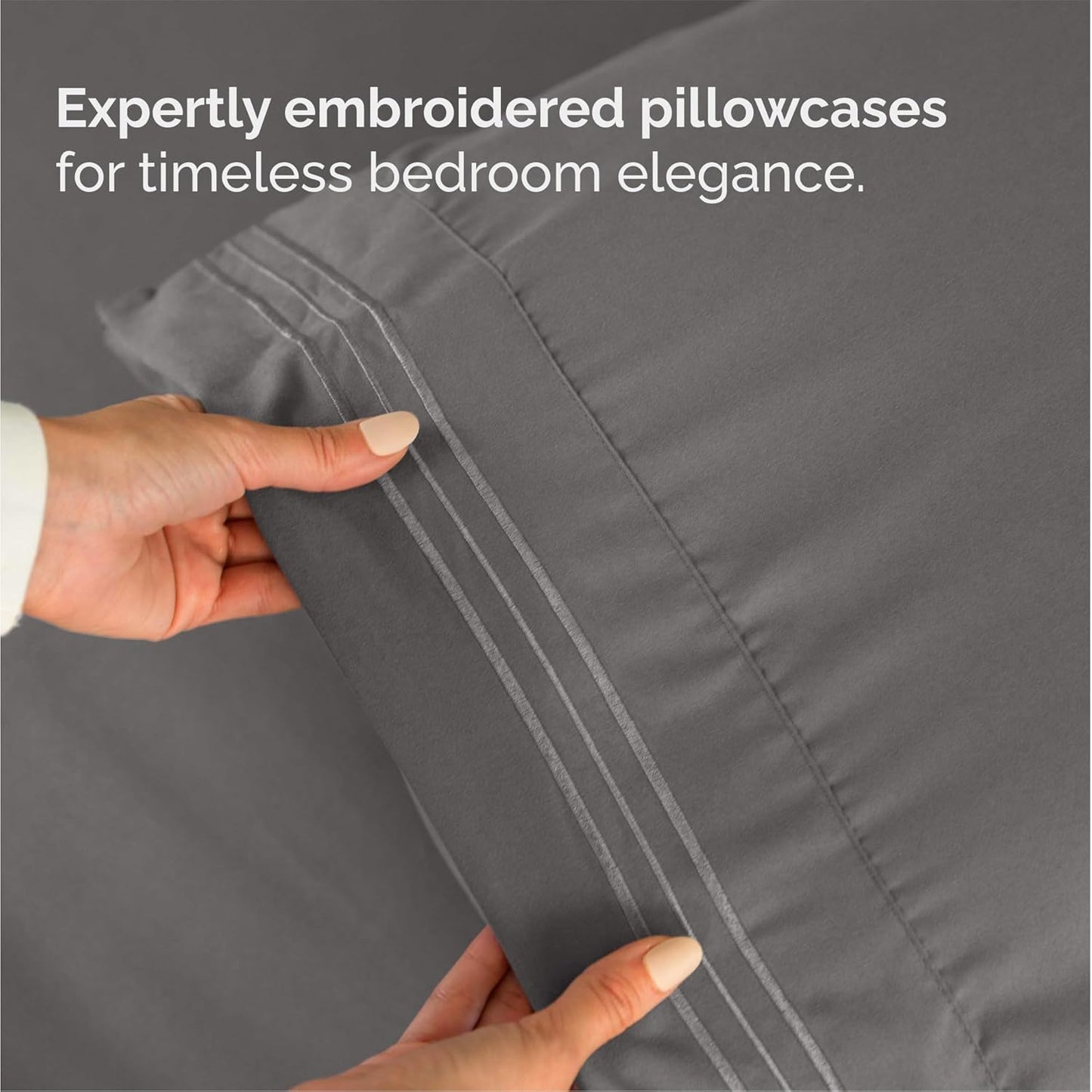 Queen Size 4-Piece Sheet Set by [Brand Name] - Comfy, Breathable & Cooling Luxury Bedding - Deep Pockets, Soft & Wrinkle-Free - Dark Grey