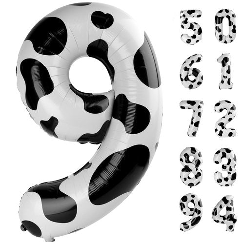 Cow Print 9 Balloon, Number Balloon 40 Inch, Cow theme Party Decorations, Giant Birthday Decorations for 9th 19th 29th 90th, Number 9 Balloon