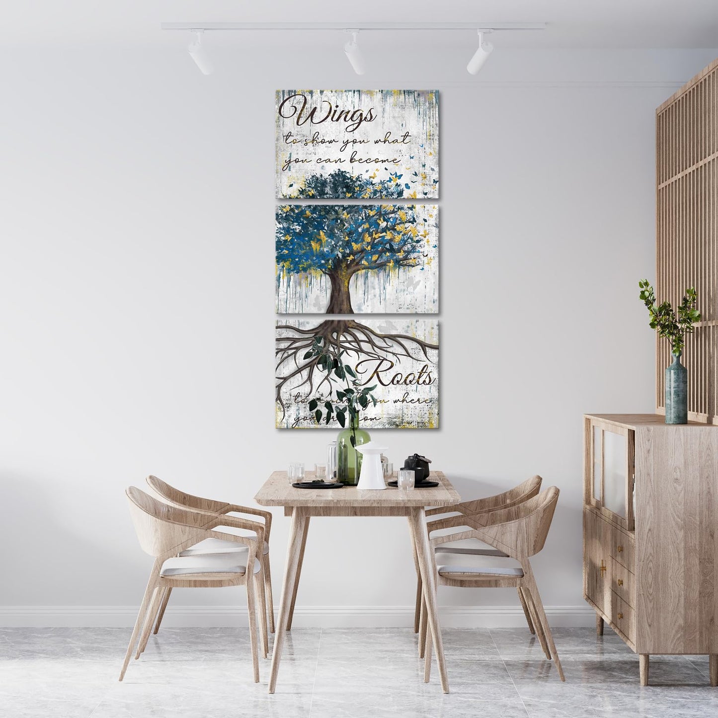 Conipit Vertical Tree Of Life Canvas Wall Art Butterfly Tree Painting Inspirational Butterfly Quotes Wall Decor Rustic Tree Canvas (white, medium)