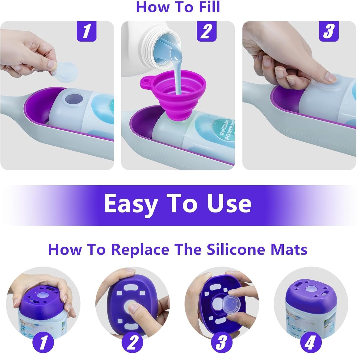 Skiennix Refillable Power Mop Bottle - Leak-Proof HDPE Container for Swiffer PowerMop | 775ML / 26 FL OZ