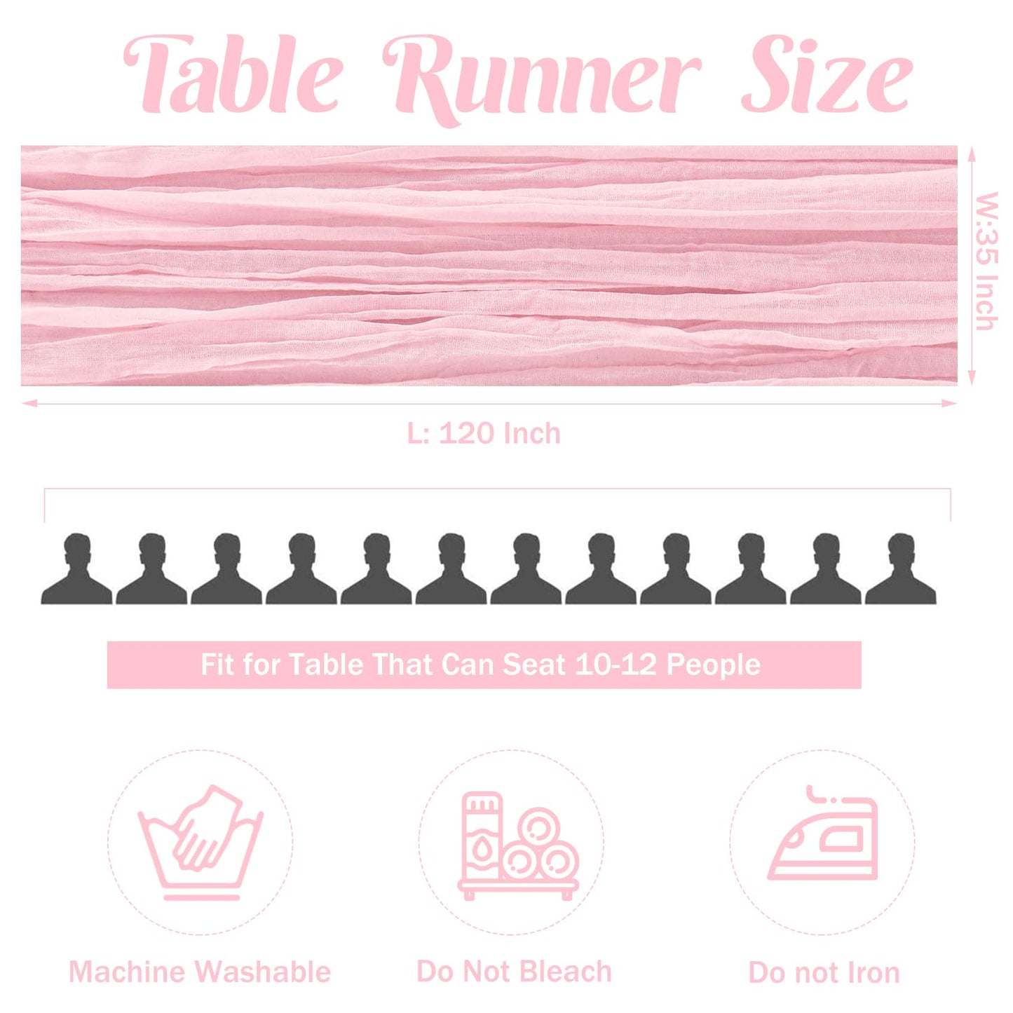 6 Pieces Pink Easter Spring 10FT Cheesecloth Table Runner Boho Gauze Fabric Table Runner Rustic Sheer Runner for Wedding Birthday Baby Shower Party Boho Table Decoration（Pink）