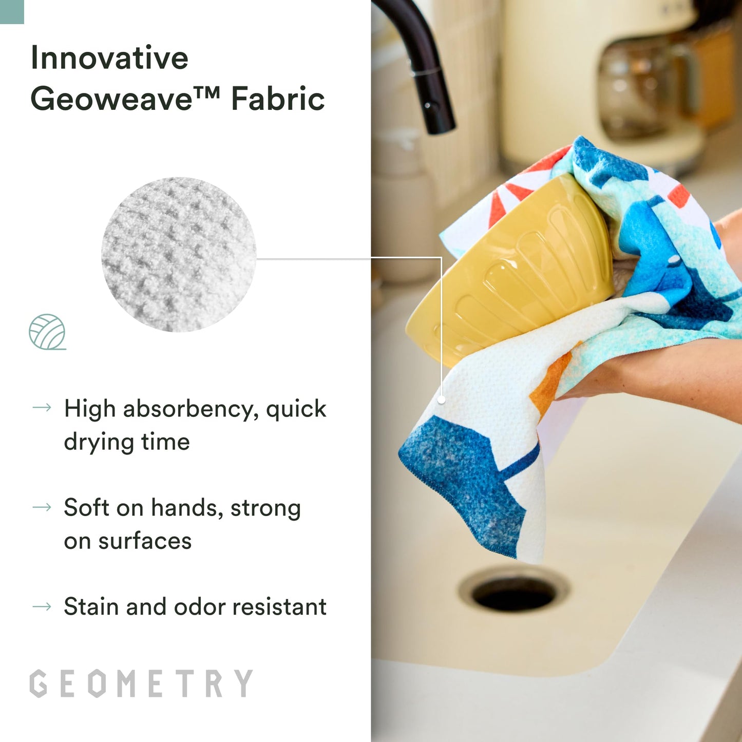 GEOMETRY Spring Kitchen Towels - Quick Dry Microfiber Cloth Spring & Summer Dish Towels for Kitchen Drying - Premium Quick Dry Towel - Blue Garden Wings, 18" x 30" - 1-Pack