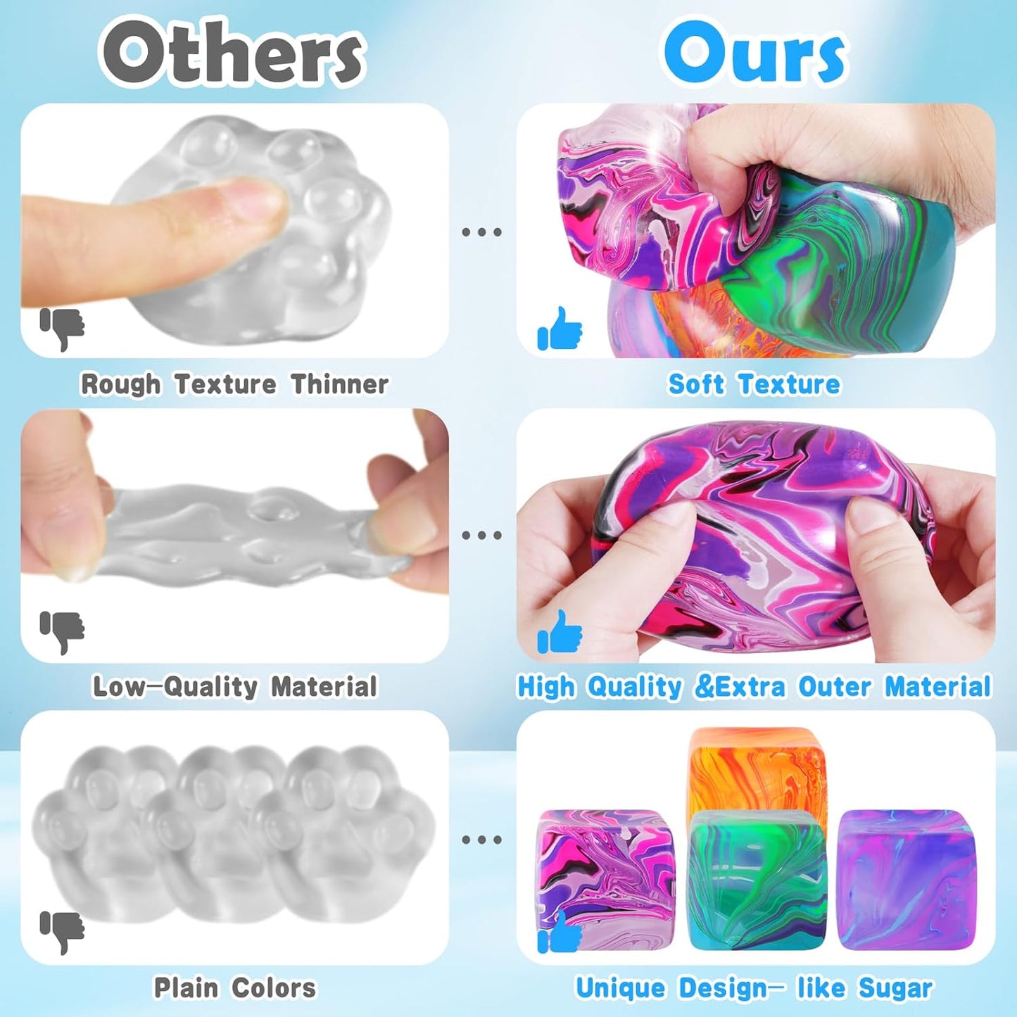 Skiennix Fidget Toys - Squishy Stress Cube for Kids & Adults | Sensory Relief Ball - Pink