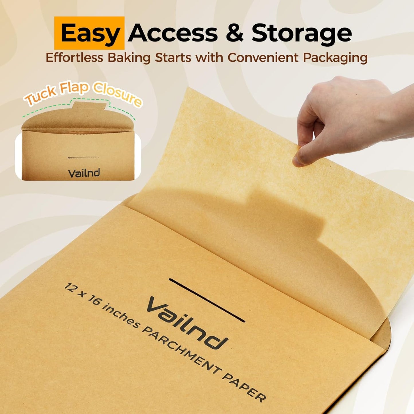 Vailnd Unbleached Parchment Paper Sheets - 220 Pcs Non-Stick Baking Paper, 12'' X 16'' Size | Perfect for Cookies, Bread & Air Frying