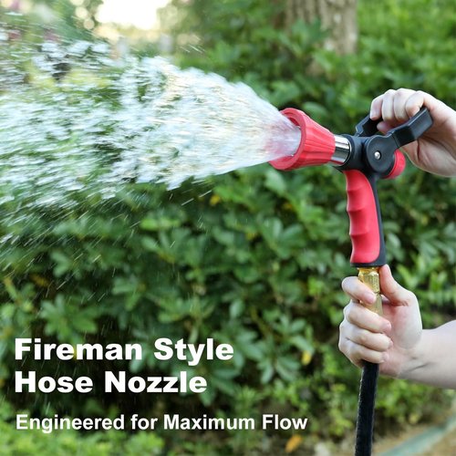 FANHAO Heavy Duty Metal Garden Hose Nozzle - Adjustable High Pressure Spray with Ergonomic Grip