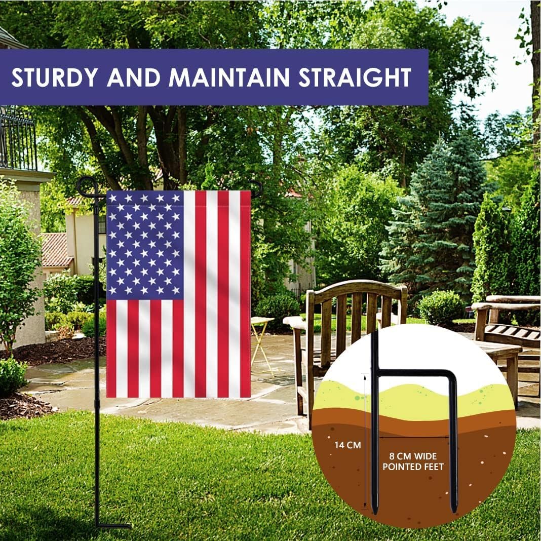 YEAHOME Garden Flag Stand Holder - Premium Weather-Proof Metal Flagpole for Outdoor Decor | 2PC Set